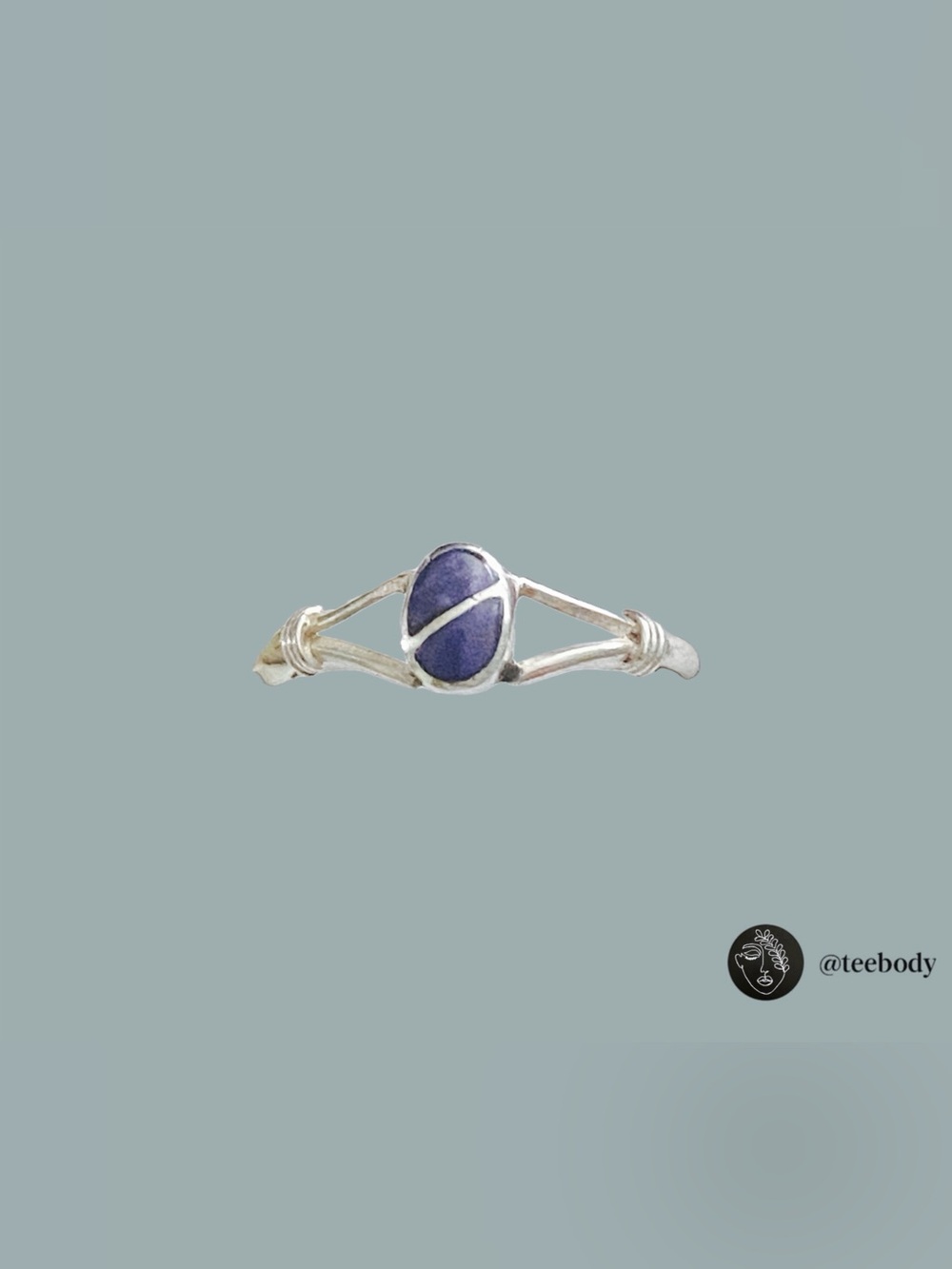 VTG 925 Sterling Silver Blue Lapis Inlay Ring Size 6 NWT 2000s Dainty 0.78g